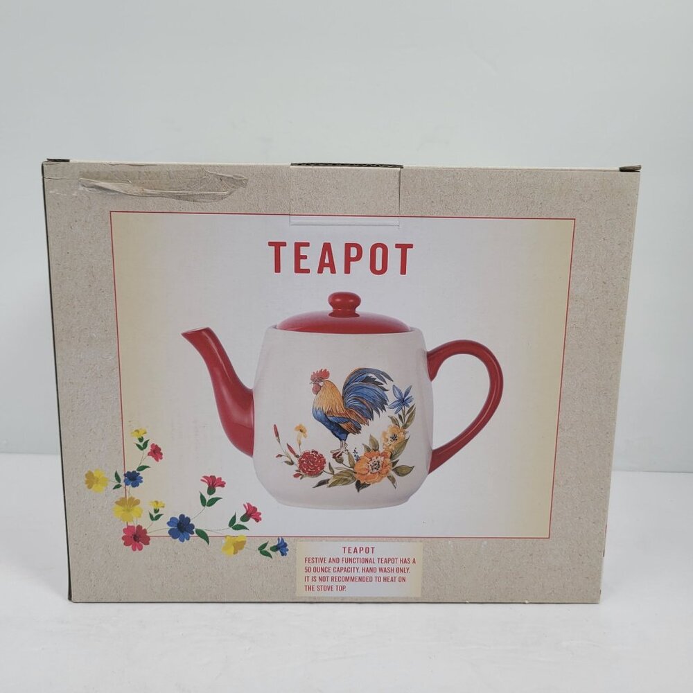 Cracker Barrel Susan Winget Rooster 50 Oz Teapot NWB - Picture 2 of 10